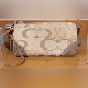 Authentic Coach Signature Suede Wristlet